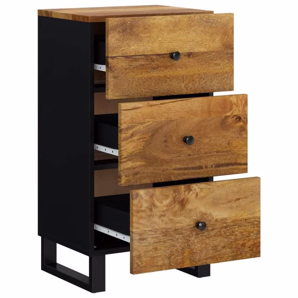 Berkfield Home Sideboard with 3 Drawers in Brown Solid Mango Wood, W: 40 cm, D: 33.5 cm, H: 75 cm – 2