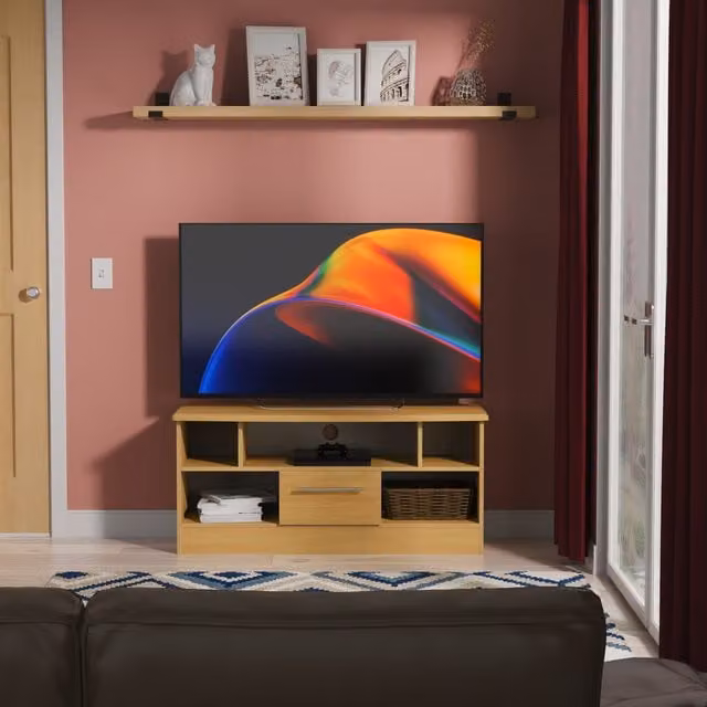 Sherwood Modern Oak Open TV Unit in Brown