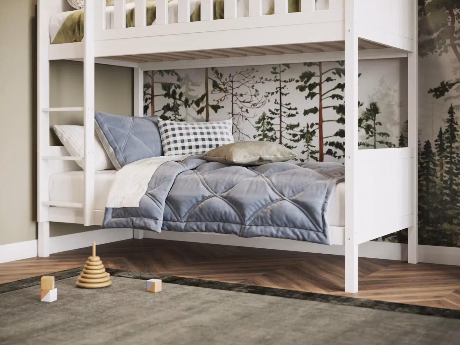 Flair Bea Two-Level Bunk Bed in White Solid Pine Wood, Size: 90 x 200 cm – 2