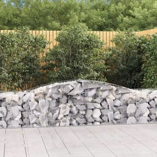Berkfield Home Arched Gabion Baskets, 2 Piece Set, Silver Galvanised Steel, W: 400 cm, D: 50 cm, H: 60-80 cm – 1
