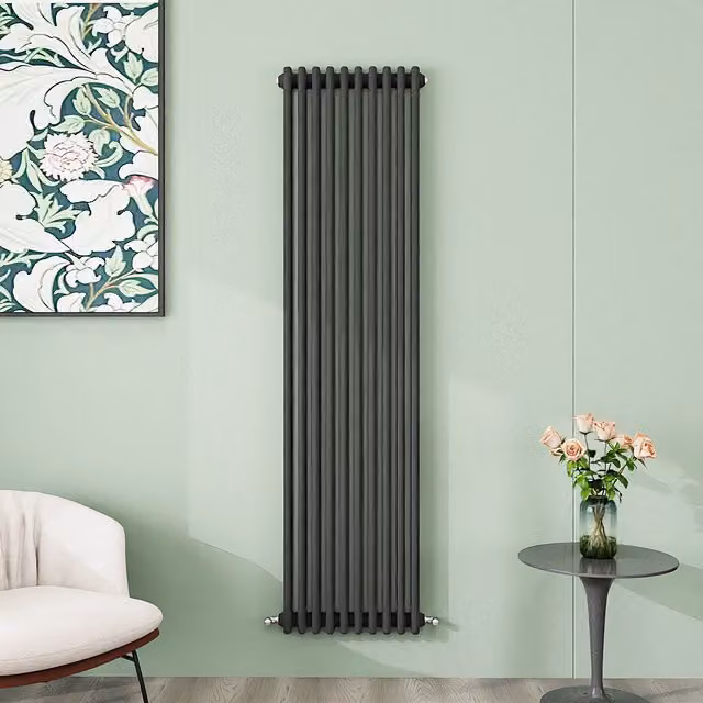 AicaBathroom Vertical Traditional Cast Iron Style 3 Column Radiator in Anthracite, W/D/H: 47 x 47 x 180 cm
