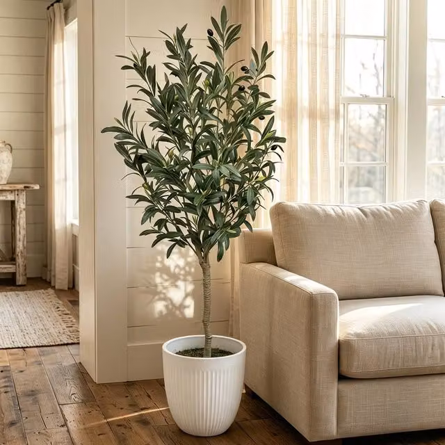CASSILANDO Lifelike Large Artificial Olive Tree in Green, Height: 210 cm – 1