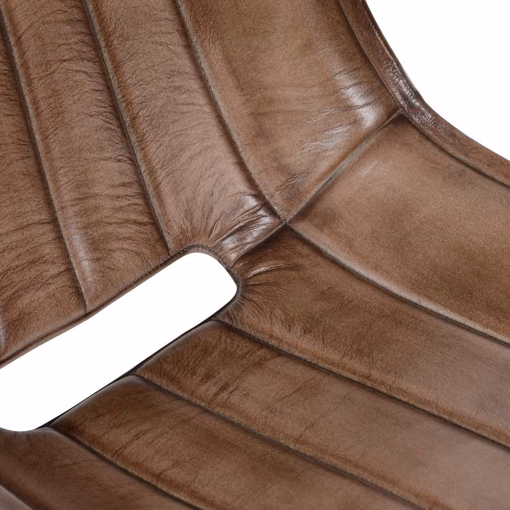 Elm Home And Garden Genuine Leather Kitchen Dining Chair in Tan Brown – 5