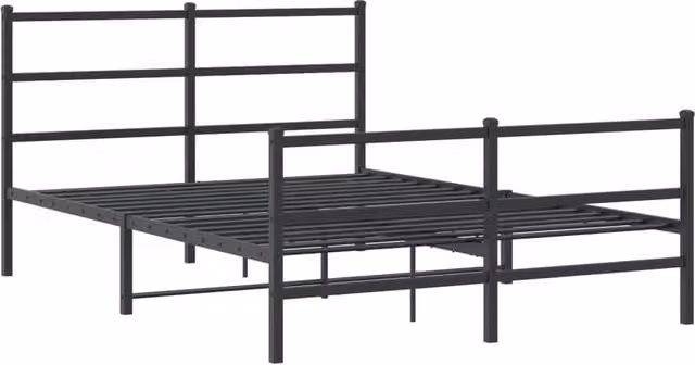 Berkfield Home Metal Bed Frame with Footboard, Black, W: 135 cm, D: 190 cm, H: 90 cm