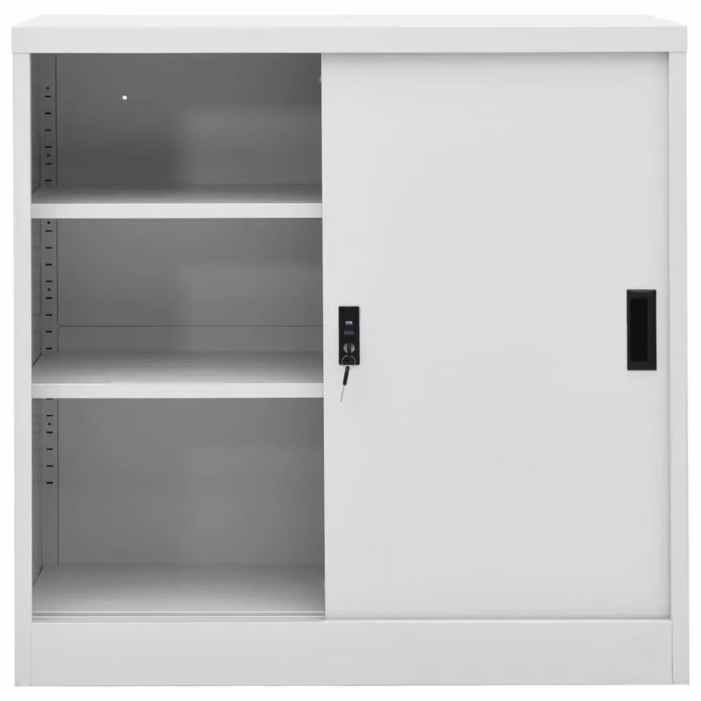 Berkfield Home Office Cabinet with Sliding Doors, Light Grey, W/D/H: 90 x 40 x 90 cm – 2