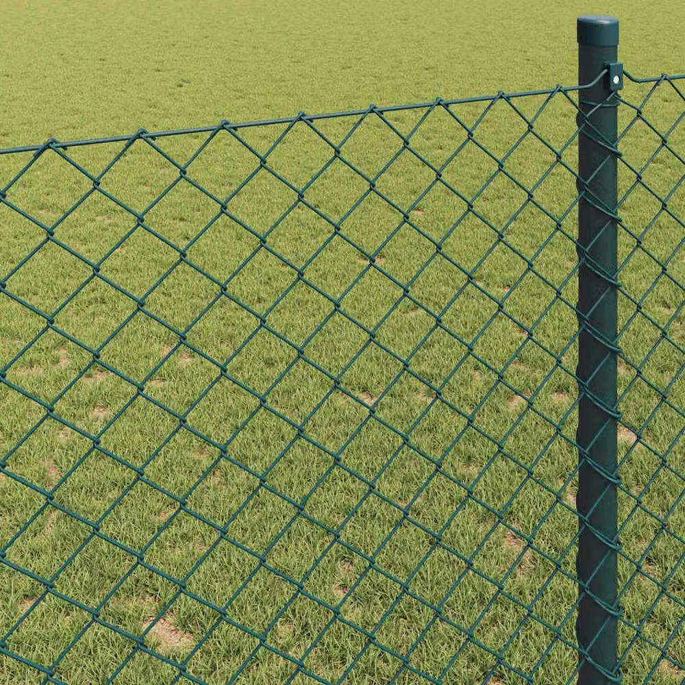 Berkfield Home Green PVC Coated Galvanised Steel Round Chain Link Fence – 2