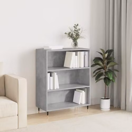 vidaXL Modern Freestanding Bookcase in Concrete Grey, W/D/H: 69.5 x 32.5 x 90 cm – 2