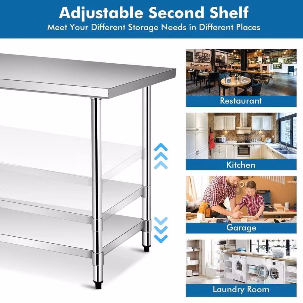 Kelvenix Silver Stainless Steel Rolling Kitchen Prep Table W: 100 cm, D: 50 cm – 2