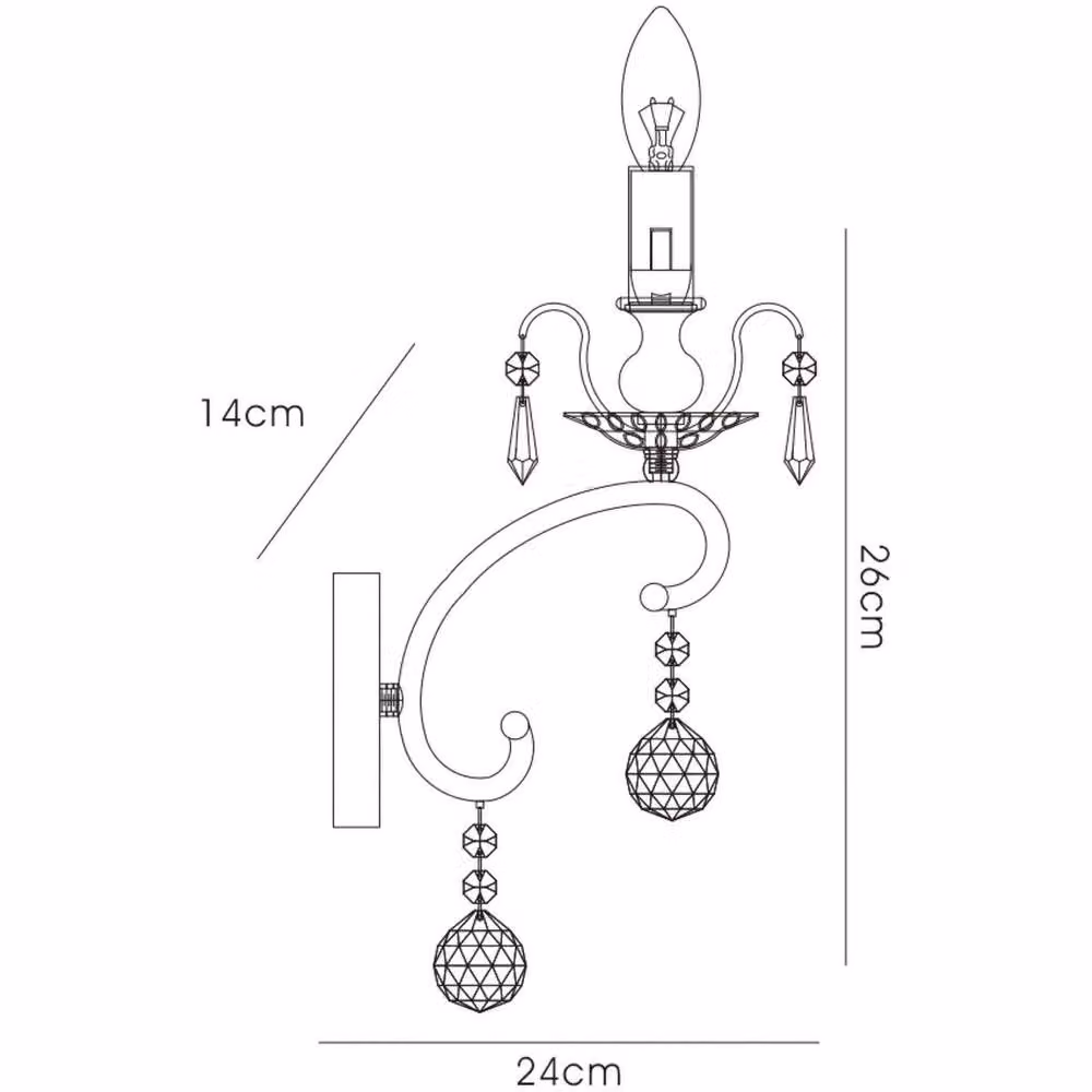 Netlighting Pescara Wall Lamp E14 in Black and Chrome with Crystal Details – 3