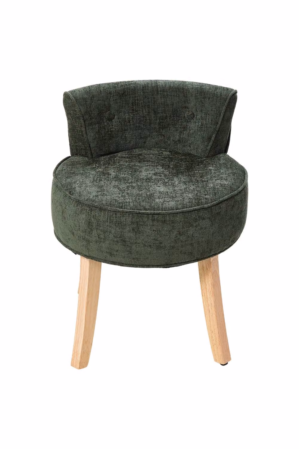 Living and Home Chenille Vanity Stool with Rubberwood Legs in Green – 2