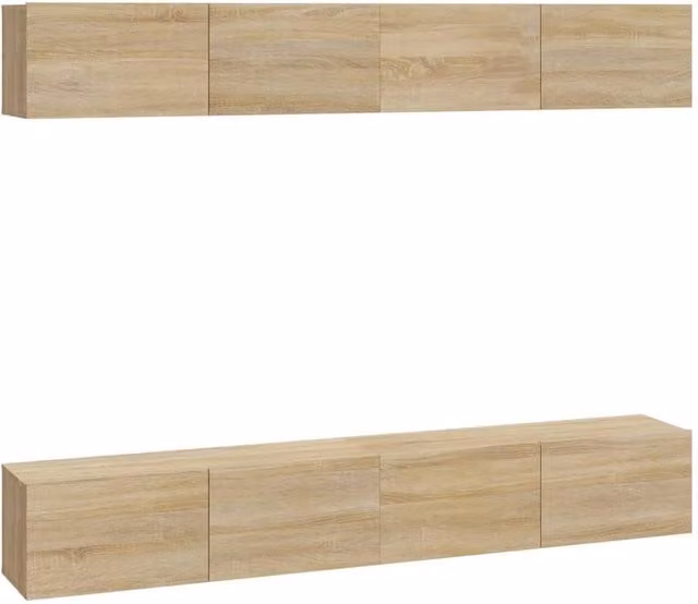 Berkfield Home Set of 4 Wall Mounted TV Cabinets in Sonoma Oak Brown, W/D/H: 100 x 30 x 30 cm – 1