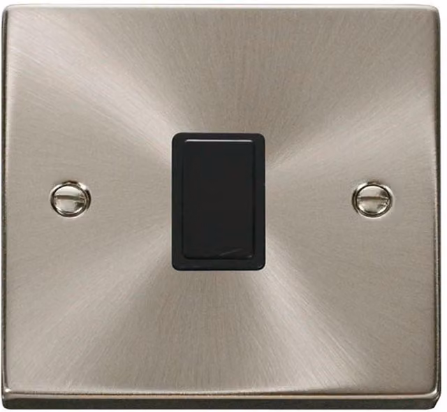SE Home 1 Gang 20A DP Switch in Satin Brushed Chrome and Metallic Silver