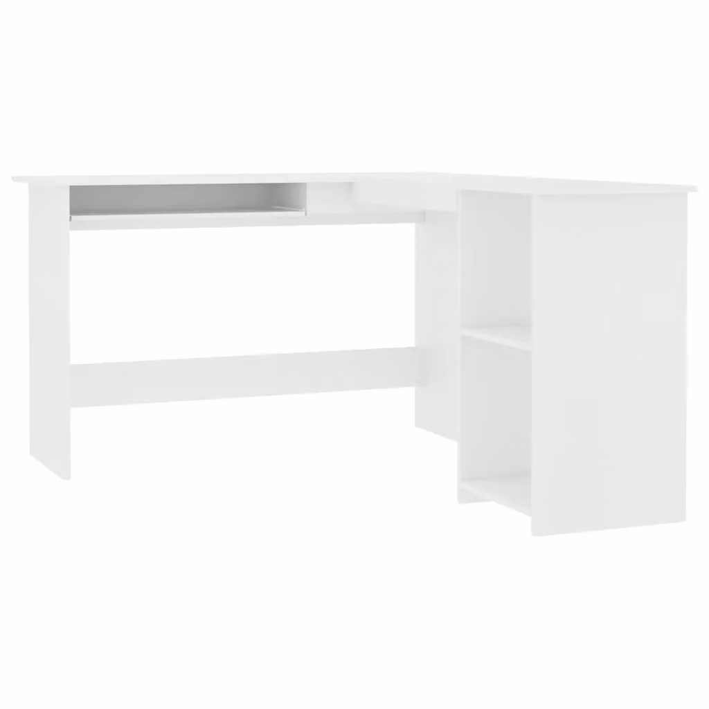 Berkfield Home L-Shaped Corner Desk in White, Engineered Wood, W/D/H: 120 x 140 x 75 cm – 2