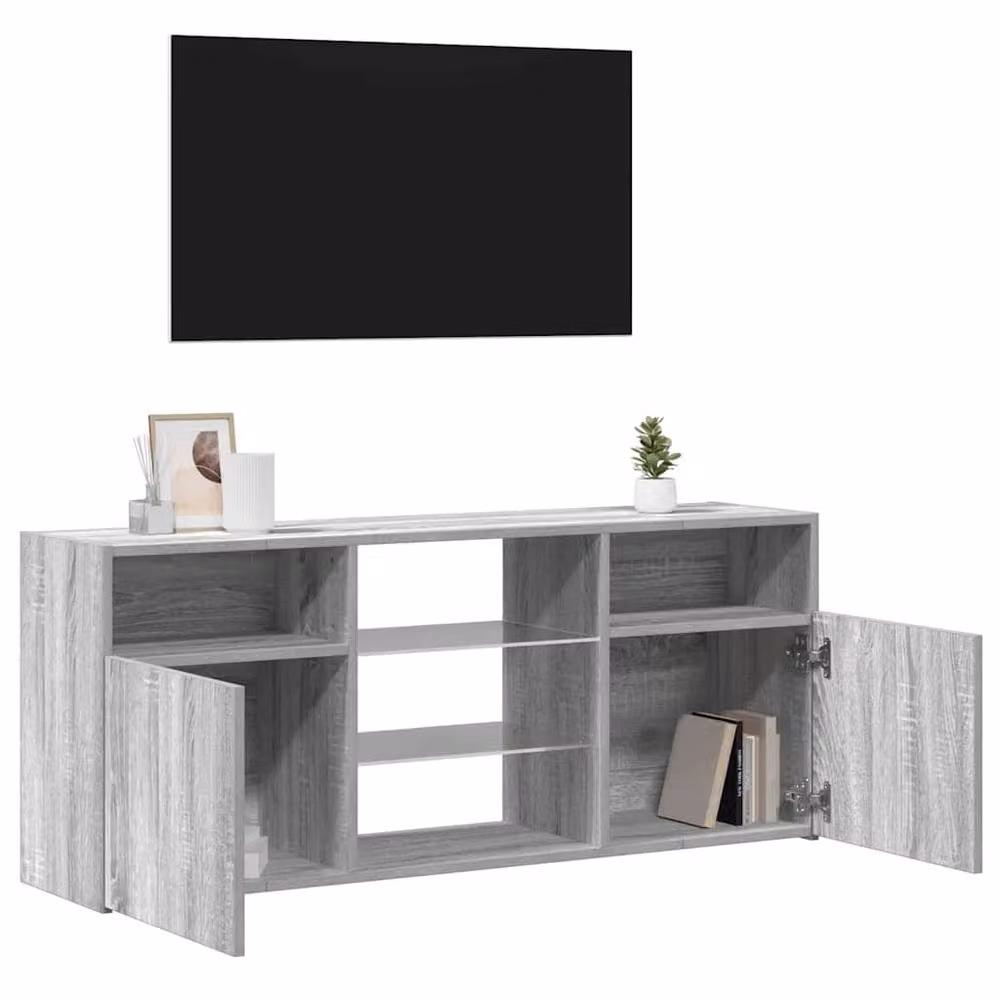 Berkfield Home Modern TV Cabinet with LED Lights in Grey Sonoma, W/D/H: 120 x 30 x 50 cm – 4