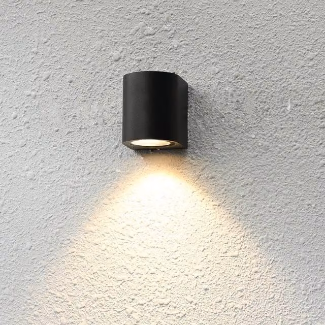 Netlighting Genta Round Outdoor Wall Down Lamp in Black, IP54 Rated Metal Garden Step Light