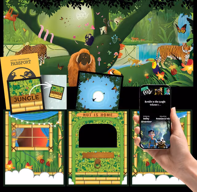 PODS Play Adventure Jacket Set in Blackout Black and Green Rumble in the Jungle Sensory Edition