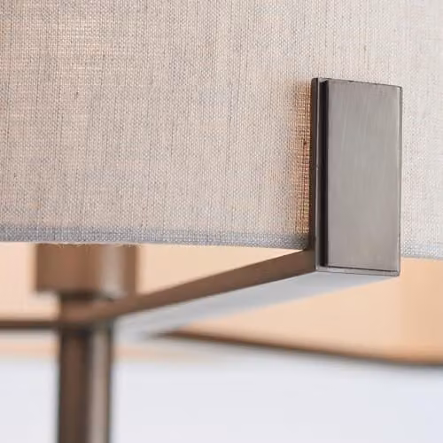 Netlighting Hayfield Floor Lamp in Brushed Bronze and Brown with Natural Linen Shade, H 172.4 cm – 3