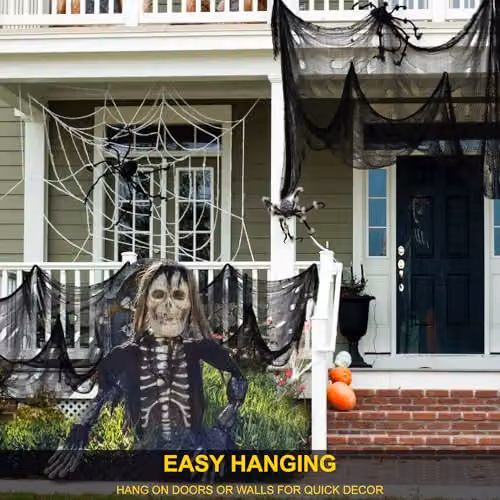 Shatchi 2-Piece Halloween Creepy Cloth Decoration Set in White and Black, W: 76 cm x L: 228 cm per piece – 7