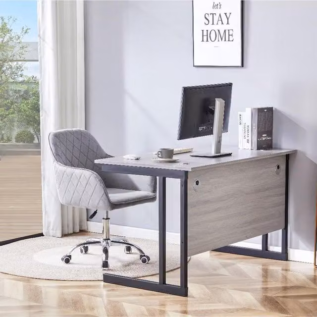 Kosy Koala Modern Home Office Desk and Swivel Chair Set in Grey and Black