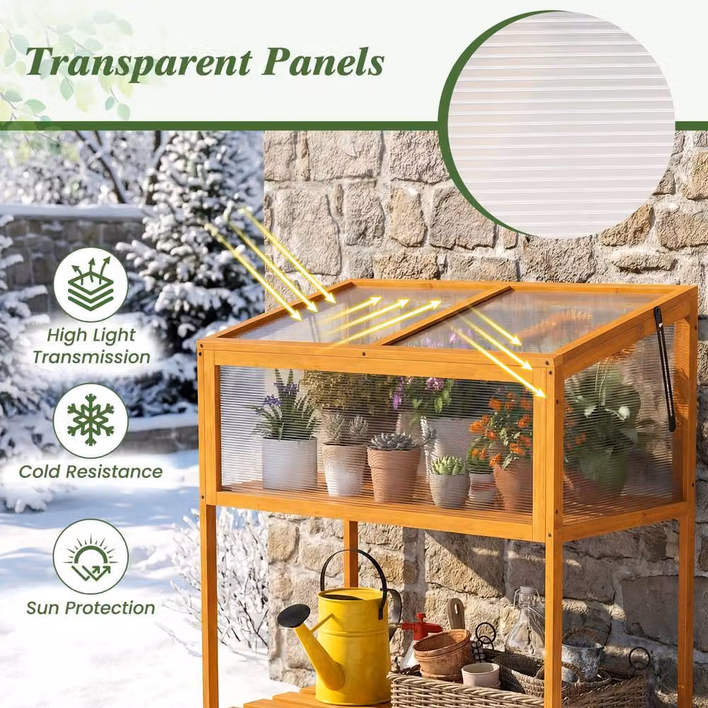 Gymax Orange Space-saving Indoor Outdoor Greenhouse Cold Frame Planter Protection W/D/H: 152 x 90 x 50 cm – 4