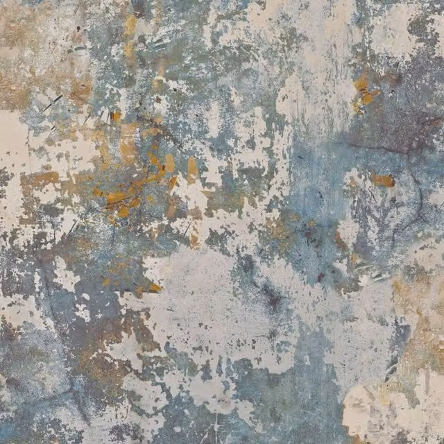 GrandDeco Tempera Concrete Effect Textured Abstract Wallpaper in Blue, Green and Yellow