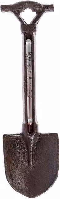 Homescapes Brown Cast Iron Garden Spade Wall Mounted Thermometer