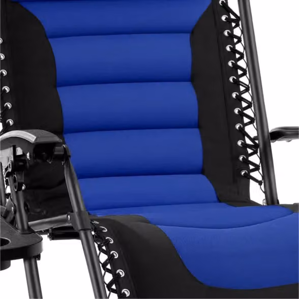 Groundlevel Luxury Gravity Garden Sun Lounger Relaxer Chair in Blue with UV-Resistant Polyester and Powder-Coated Steel Frame – 4