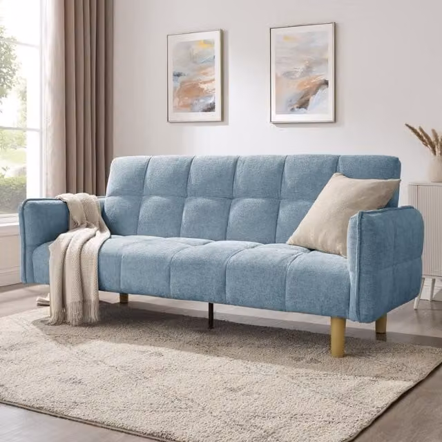 Home Detail Bergamot 3 Seater Upholstered Sofa Bed in Blue, W/D/H: 178 x 118 x 82 cm – 1