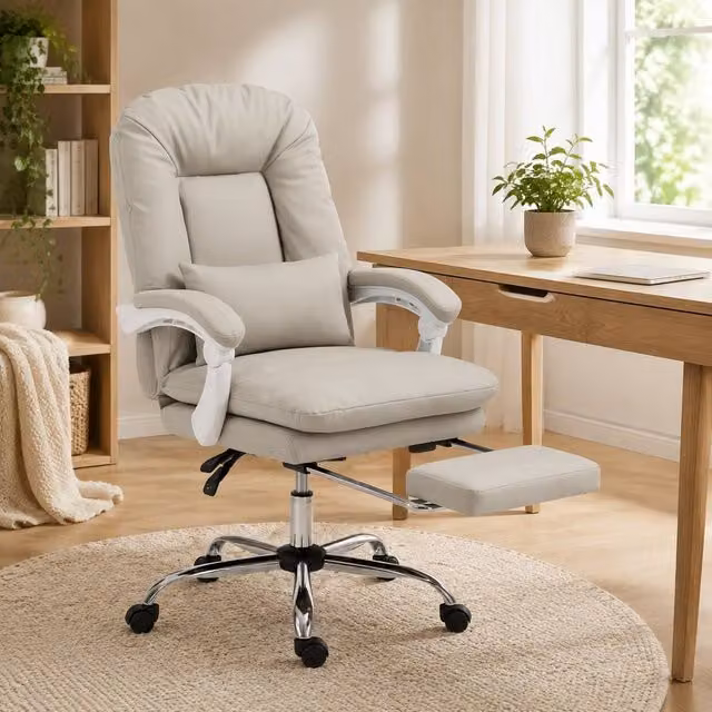 STILVORA Executive Office Chair in Grey with Headrest and Armrests