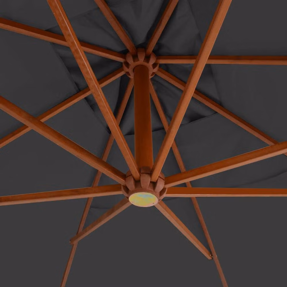 Berkfield Home Cantilever Garden Umbrella with Wooden Pole, Anthracite, W: 400 cm, D: 300 cm, H: 285 cm – 3