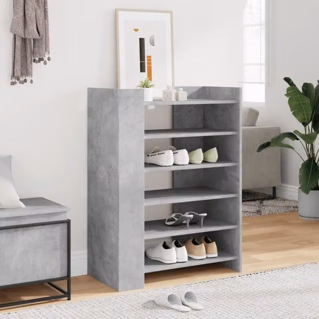 Berkfield Home Industrial Shoe Cabinet in Grey MDF with Internal Shelves, W/D/H: 74.5 x 37.5 x 100 cm – 1