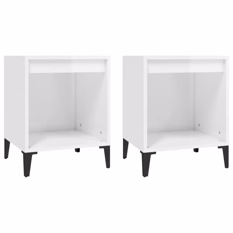 Berkfield Home Set of 2 High Gloss White Bedside Cabinets, W/D/H: 40 x 35 x 50 cm