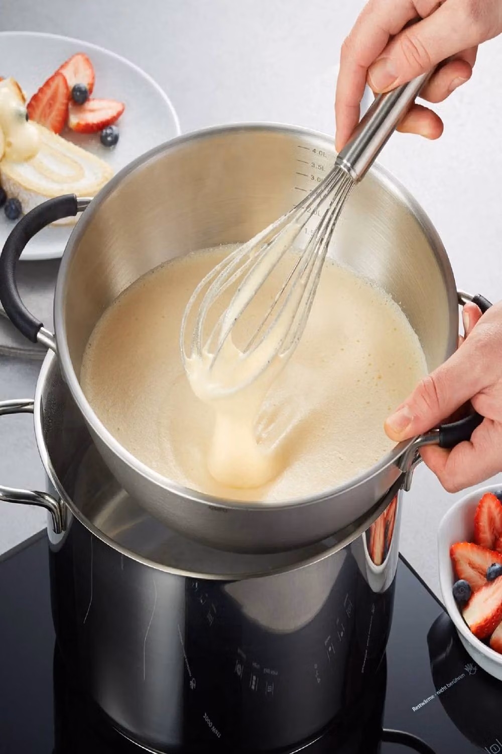 Gefu MESCO Stainless Steel Mixing Bowl with Silicone Handles and Non-Slip Base, Silver, Diameter: 24 cm – 2