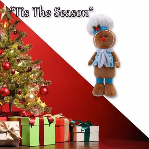 VFM e-Store Christmas Standing Gingerbread Decoration, Blue and Multicolour, H 50 cm x W 24 cm – 6