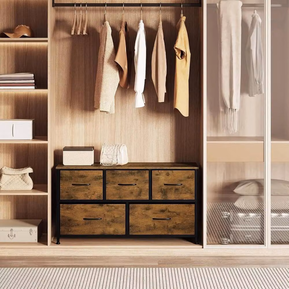 NESTLUNE 5 Drawer Chest of Drawers in Brown – 2