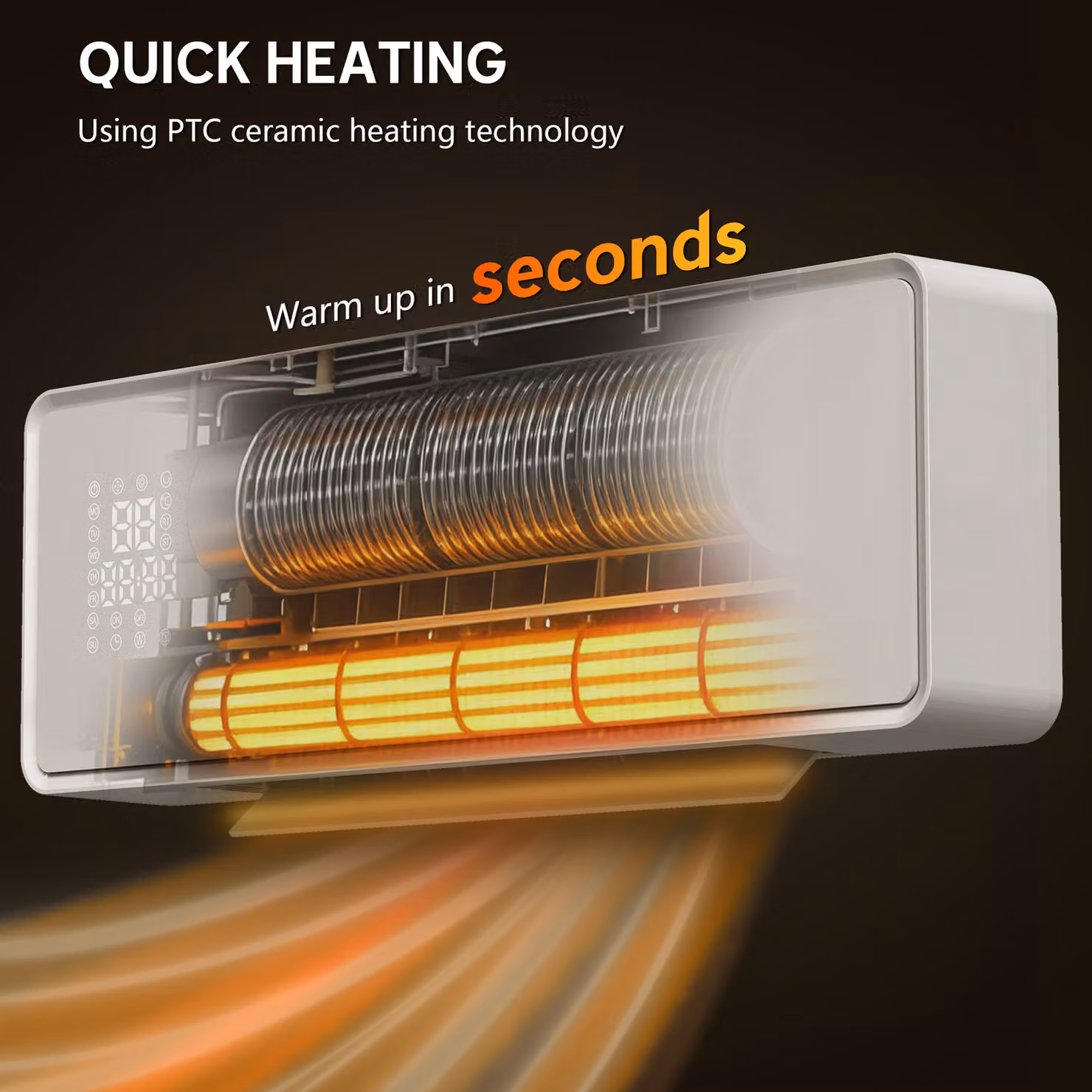HOMCOM 2000W Ceramic Electric Fan Heater with Adjustable Thermostat, Remote Control and Timer, Wall Mounted, White – 3