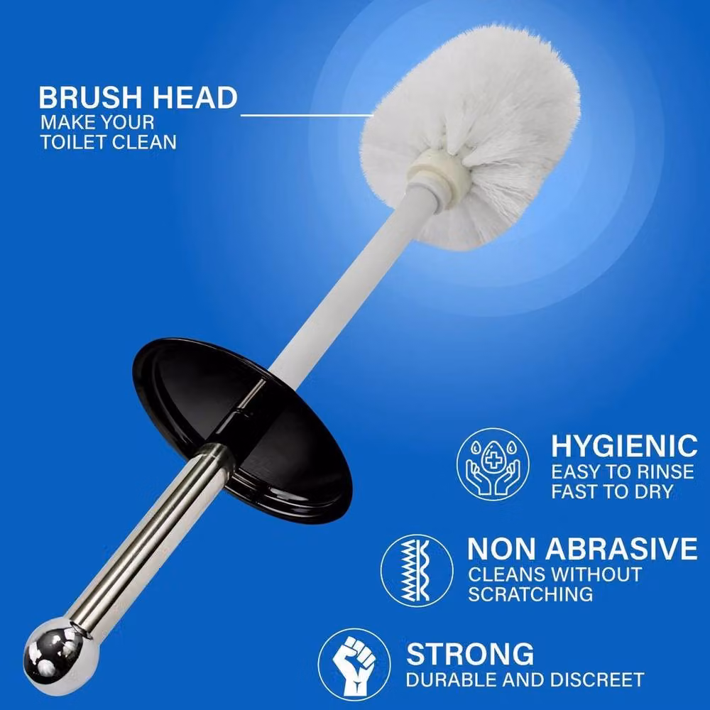 Spetlek Black Stainless Steel Freestanding Toilet Brush and Holder Set – 4
