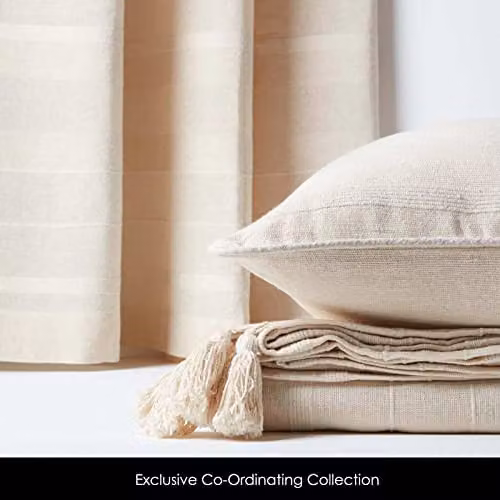 Homescapes Rajput Eyelet Curtain Pair in Beige Cotton, Width: 167 cm, Drop: 137 cm – 2