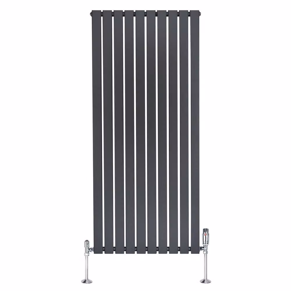 Monstershop Steel Flat Single Column Radiator with Thermostat Head, Anthracite Grey, H: 160 cm, W: 70 cm – 2