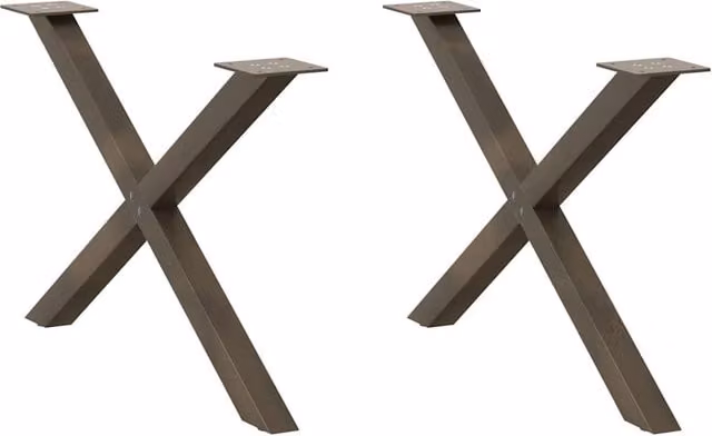Berkfield Home X-Shaped Coffee Table Legs, 2 Pieces, Brown Steel