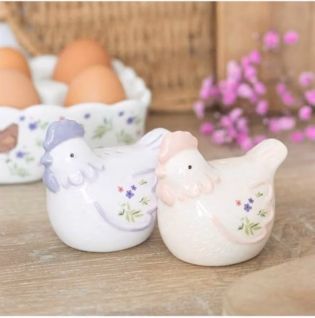 KDMD Multicolour Floral Ceramic Hen Salt and Pepper Shakers – 1