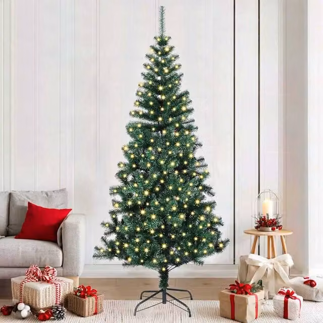 Berkfield Home Pre-lit Artificial Christmas Tree in Green, Height: 210 cm
