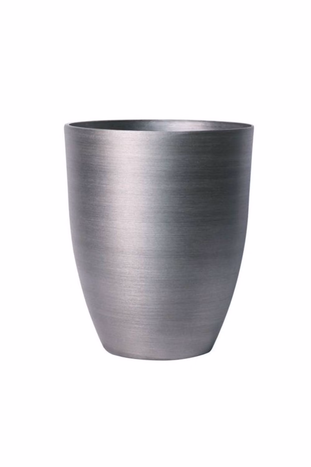 KDMD Silver Plastic Planter with Brushed Steel Metallic Look, 34.5cm – 2