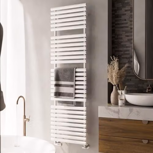 Terma Rolo-Towel Heated Towel Rail, White RAL 9016, H: 180 cm, W: 52 cm, D: 12.7 cm