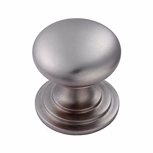 Loops 2 Pack Victorian Round Cupboard Door Knobs in Brushed Stainless Steel, 25mm Diameter – 2