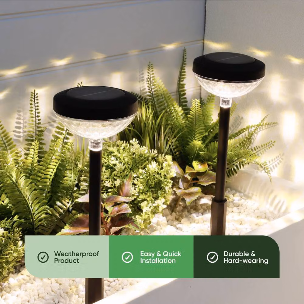 Gardenwize Pack of 2 Multi-Coloured Solar LED Garden Stake Path Lights in Black – 2