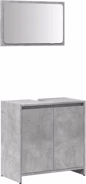 Berkfield Home 2 Piece Modern Wall Mounted Bathroom Vanity Unit Set in Matt Concrete Grey MDF – 1