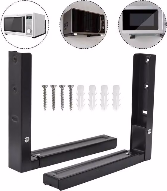 Nordara Heavy Duty Adjustable Stretch Oven and Microwave Wall Mounted Bracket in Black – 1