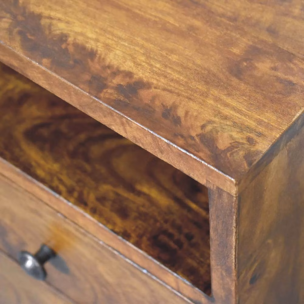 Wyld Haus Olbia Mini Classic Chestnut Mango Wood Bedside Table with 2 Drawers in Brown – 4