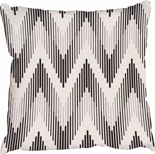 Benjamin Tate Design LTD Modern Graphic Square Textured Cushion in Black and White, W: 60 cm x H: 60 cm